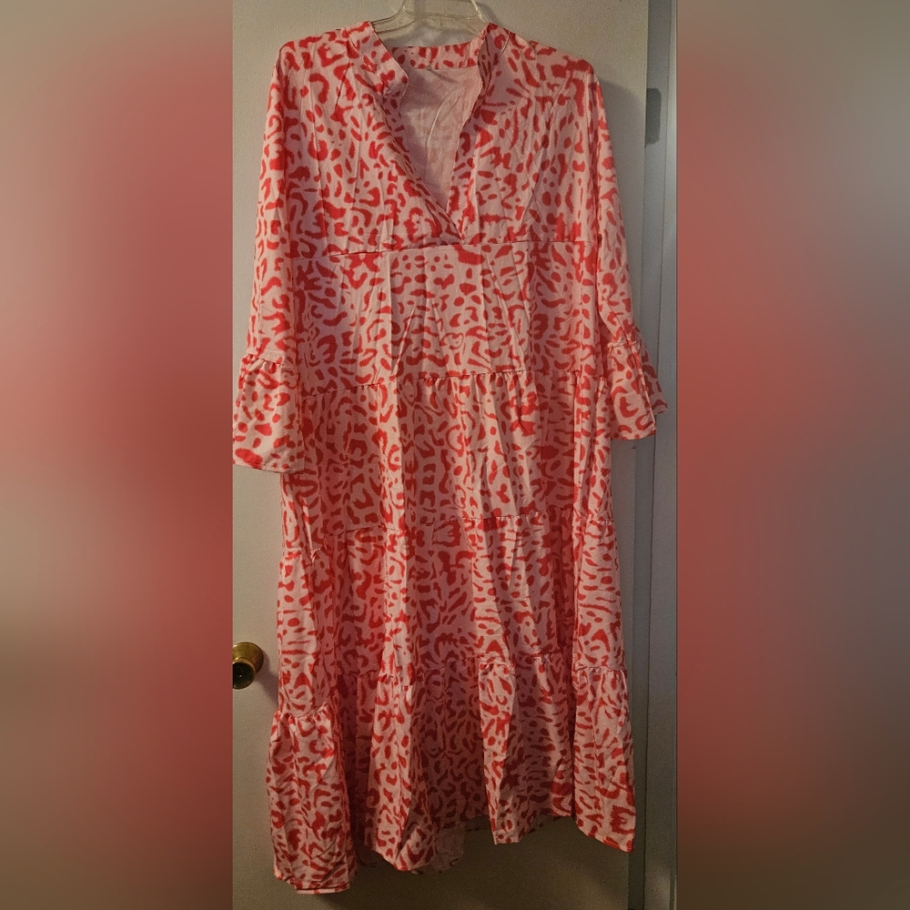 Allover Print Loose-Fitting Maxi Length Dress